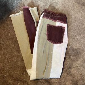 SHEIN jeans, color tan white maroon, size woman M